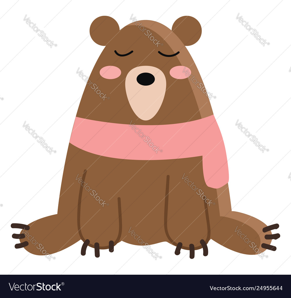 A large bear wearing pink scarf or color