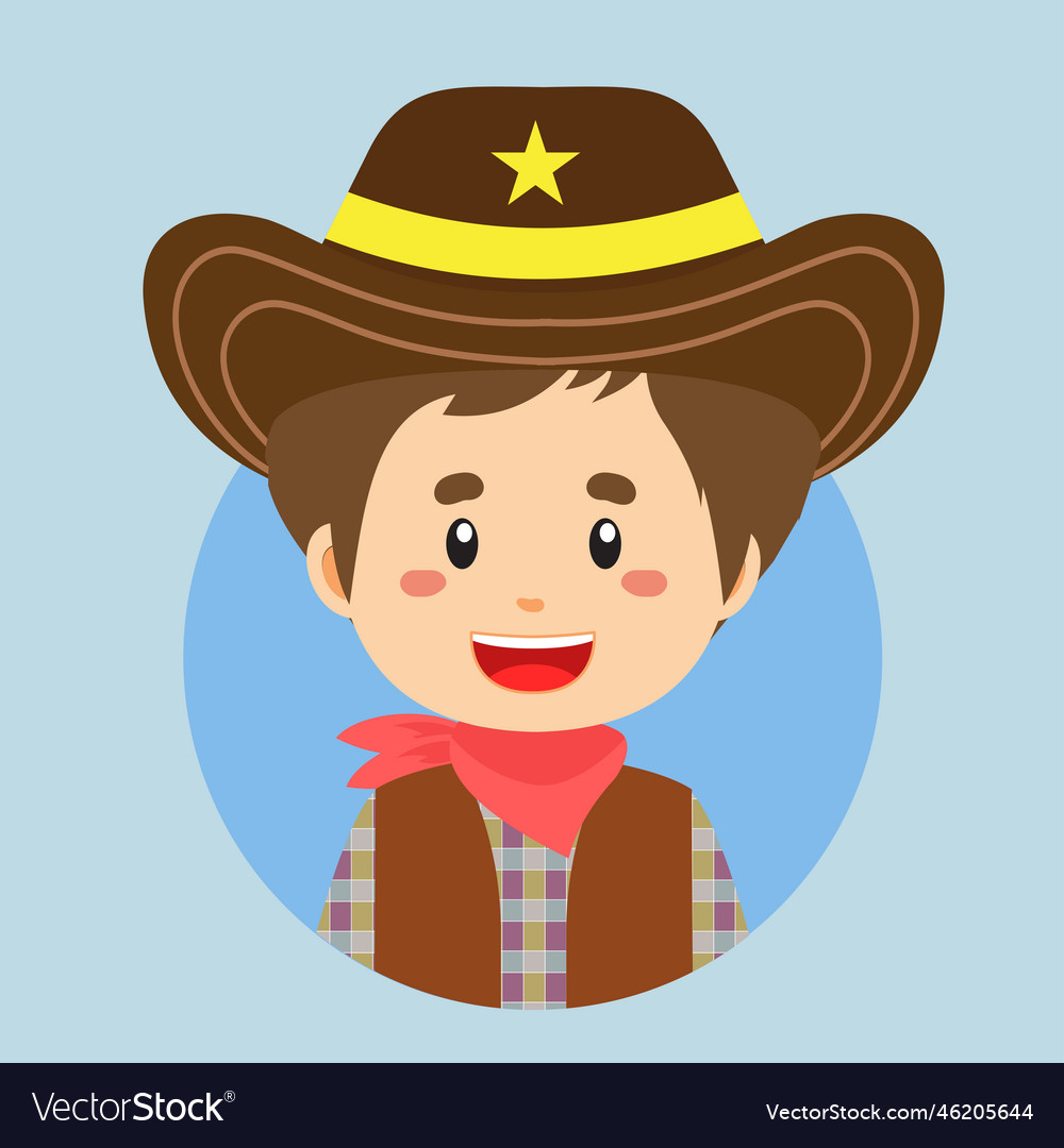 Avatar of a american cowboys character Royalty Free Vector