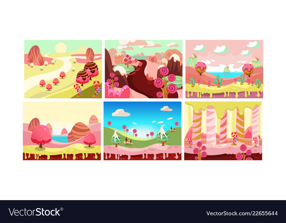 Candy land bright sweet fantasy landscape