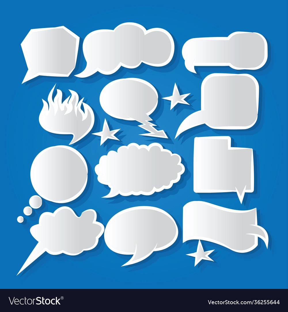 Comic speech bubbles icons collection color backgr