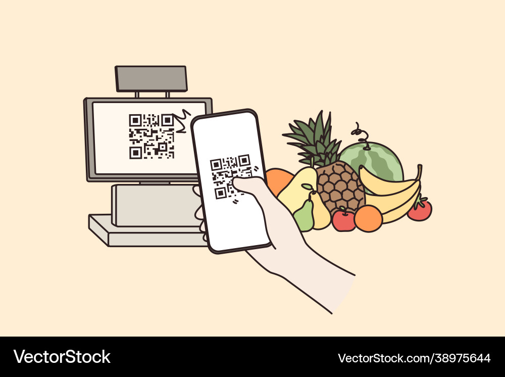 Contactless payment with qr code concept Vector Image