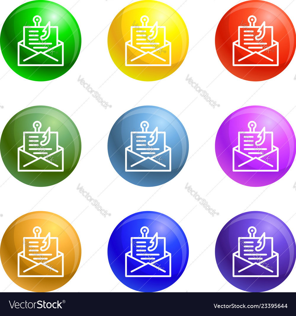 Email phishing icons set Royalty Free Vector Image