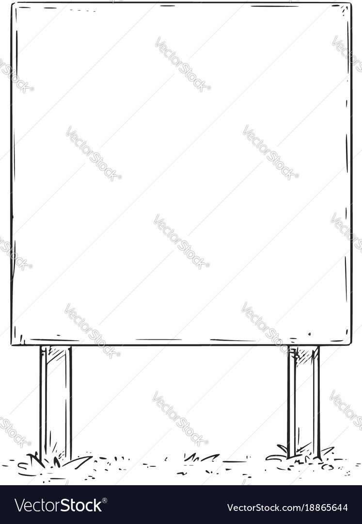 Empty Blank Sign Board Drawing Royalty Free Vector Image