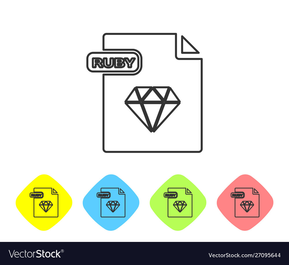 Grey line ruby file document download button vector image Grey line ruby file document download button