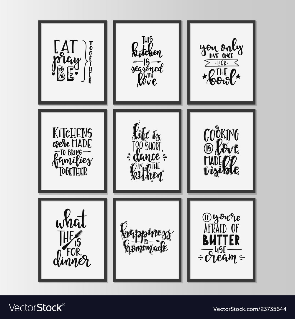 Happy kitchen drawn typography poster conceptual Vector Image