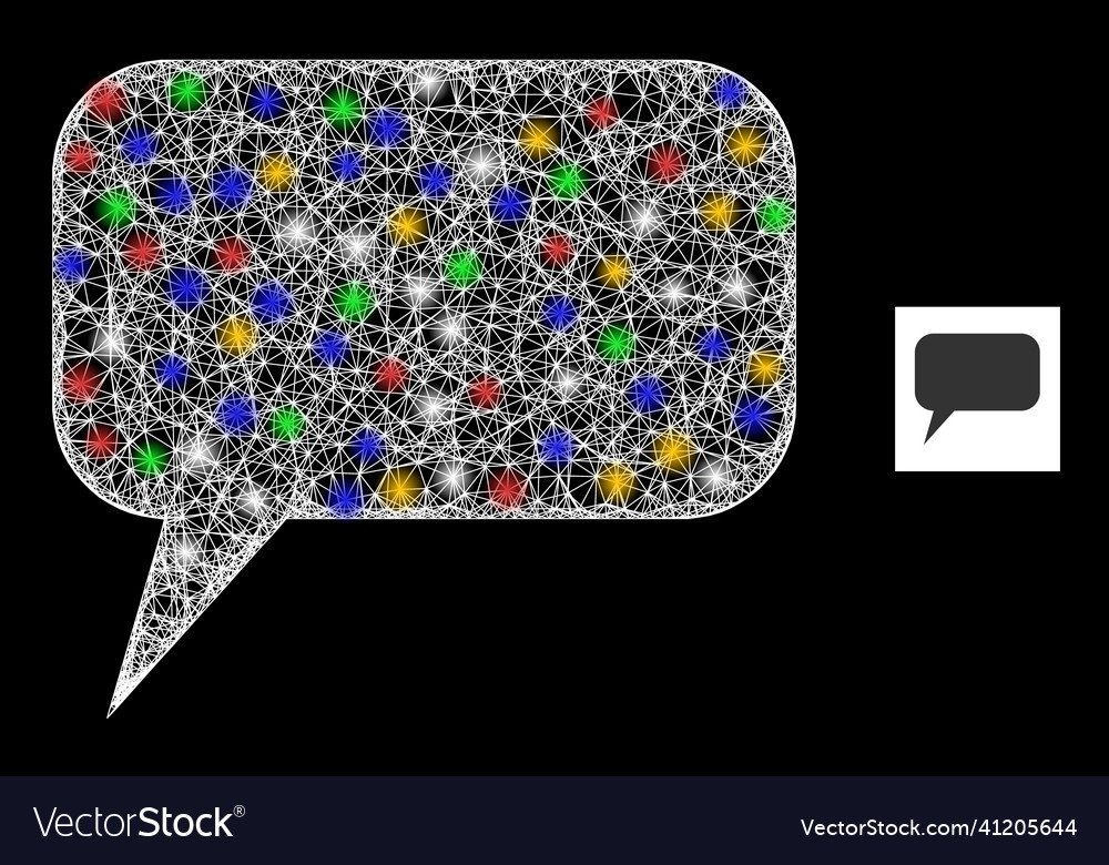 Hatched web mesh comment message icon vector image Hatched web mesh comment message icon
