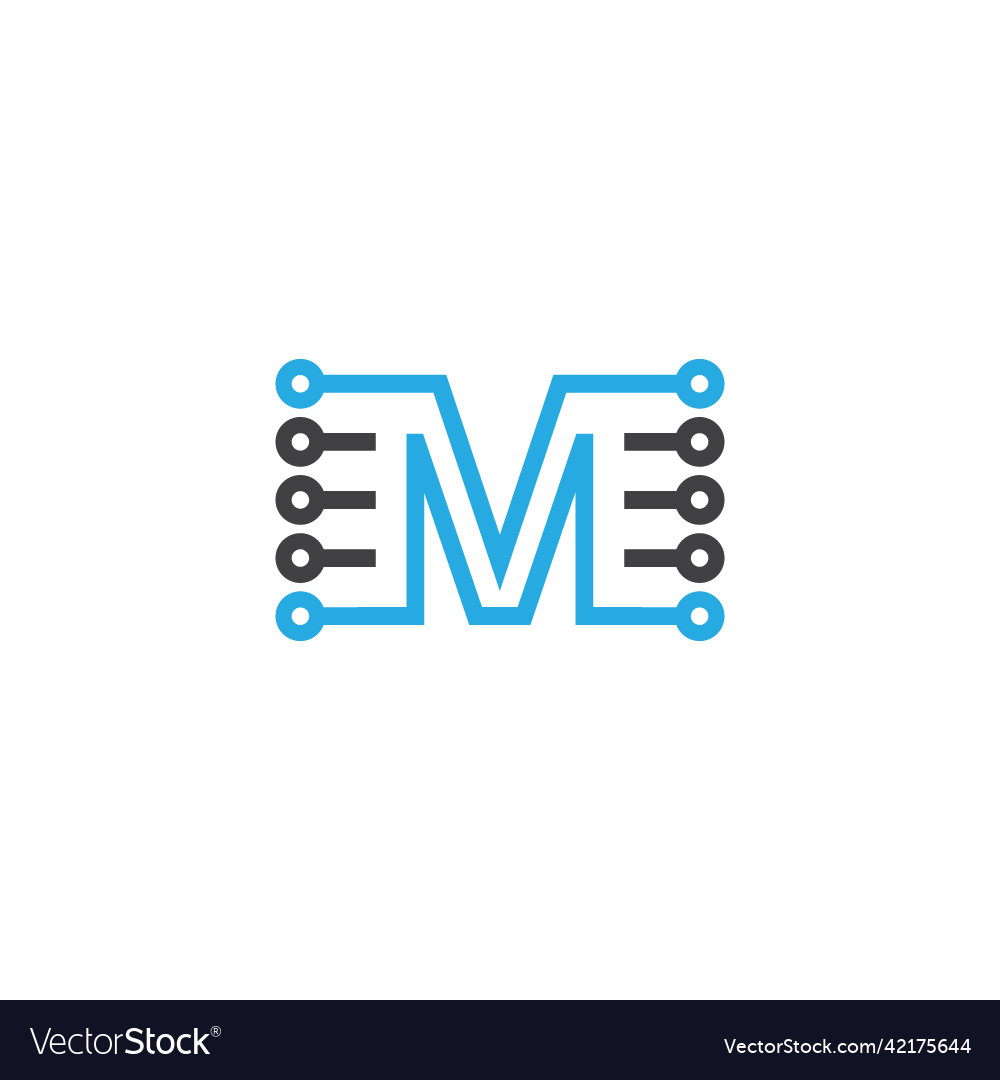 Letter m technology logo design images Royalty Free Vector