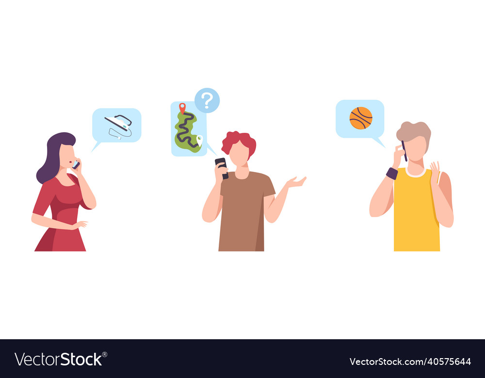 Man and woman with smartphone calling using