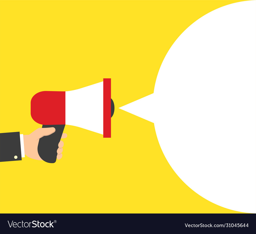 Megaphone in hand background for text flat