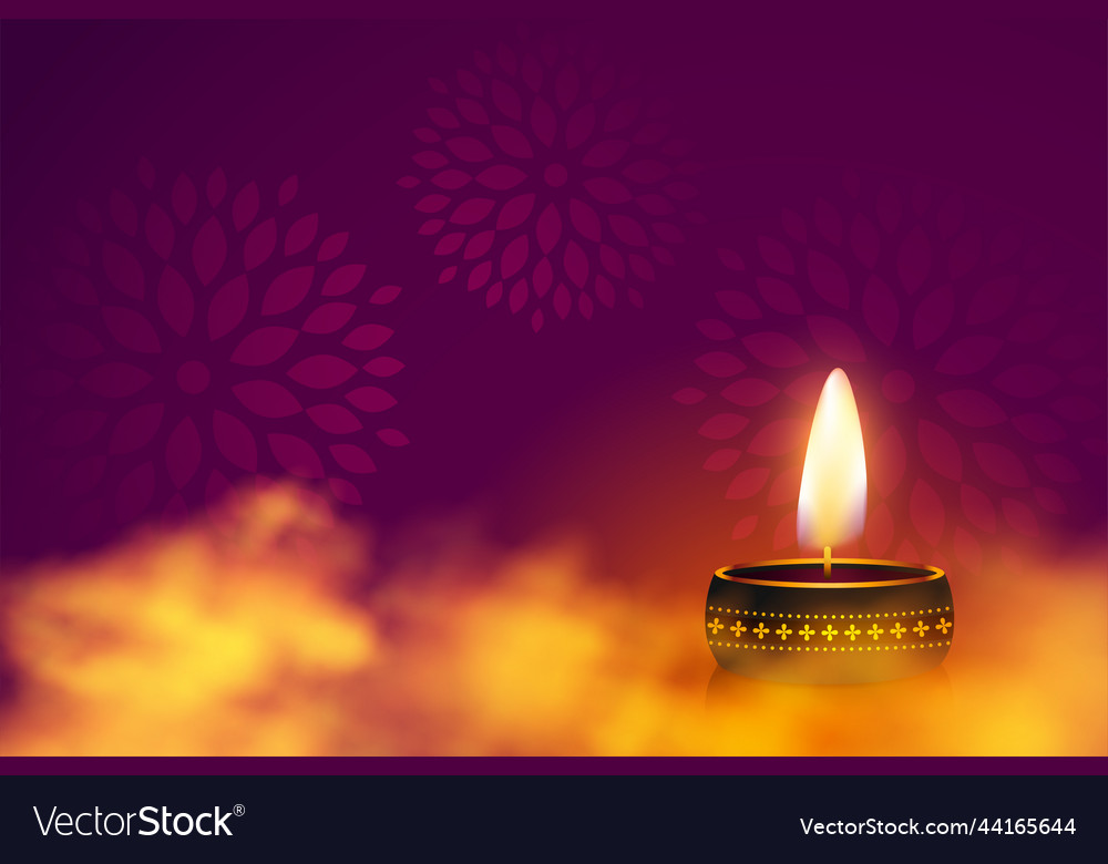 Realistic happy diwali wishes card with diya Vector Image