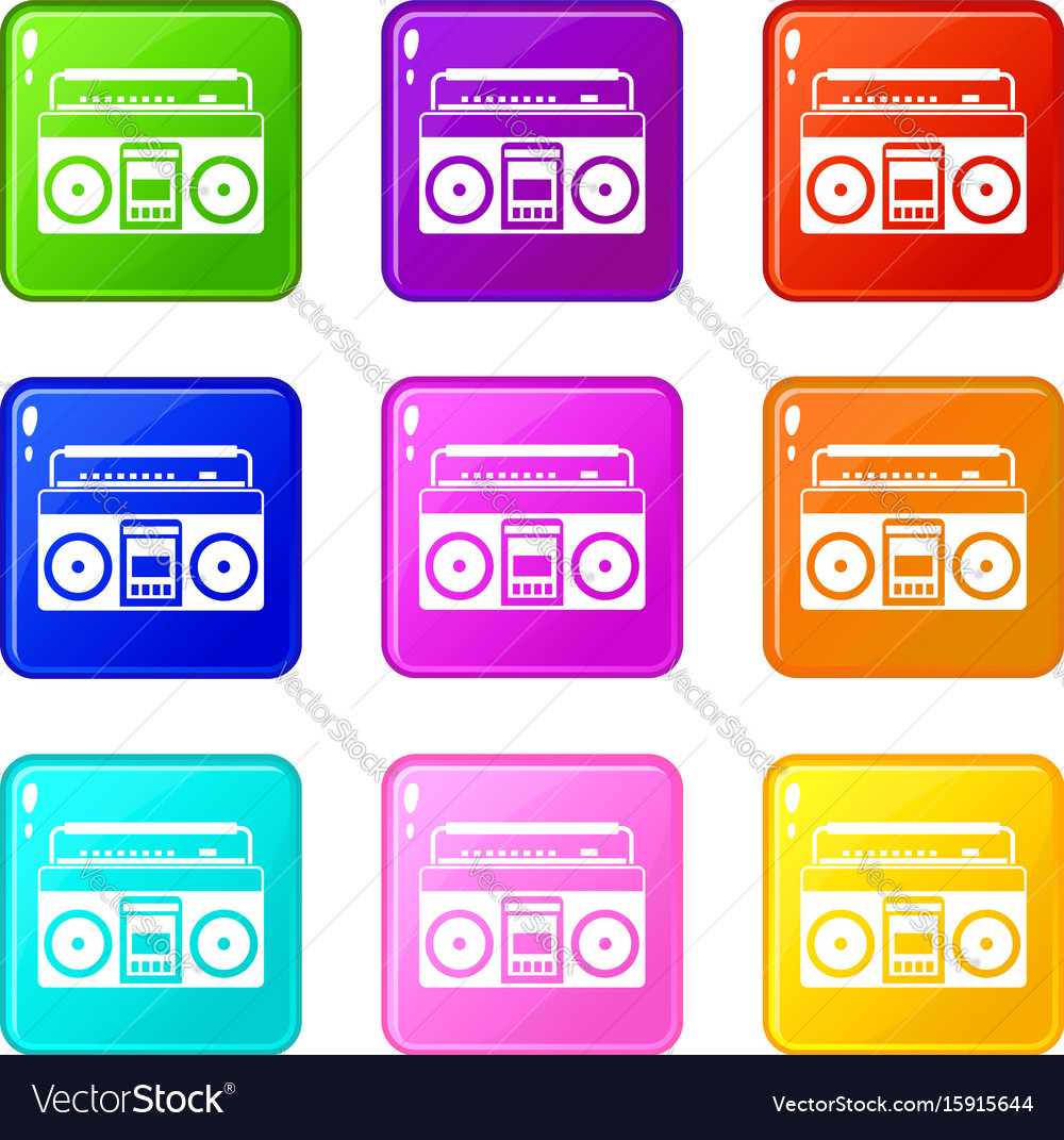 Recorder icons 9 set Royalty Free Vector Image