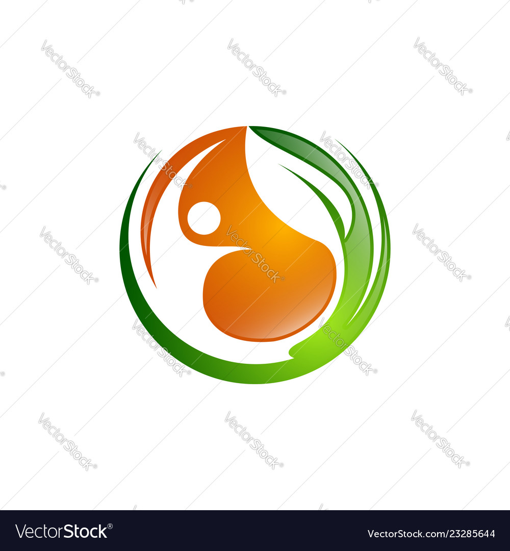 Round health human logo concept with leaf