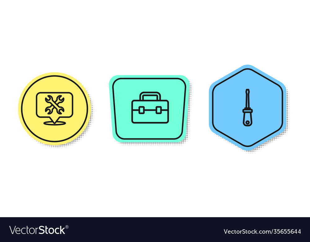 Set line location with wrench toolbox vector image Set line location with wrench toolbox