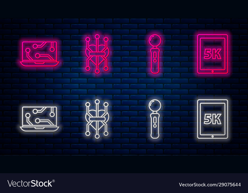Set line processor gamepad laptop and tablet vector image Set line processor gamepad laptop and tablet
