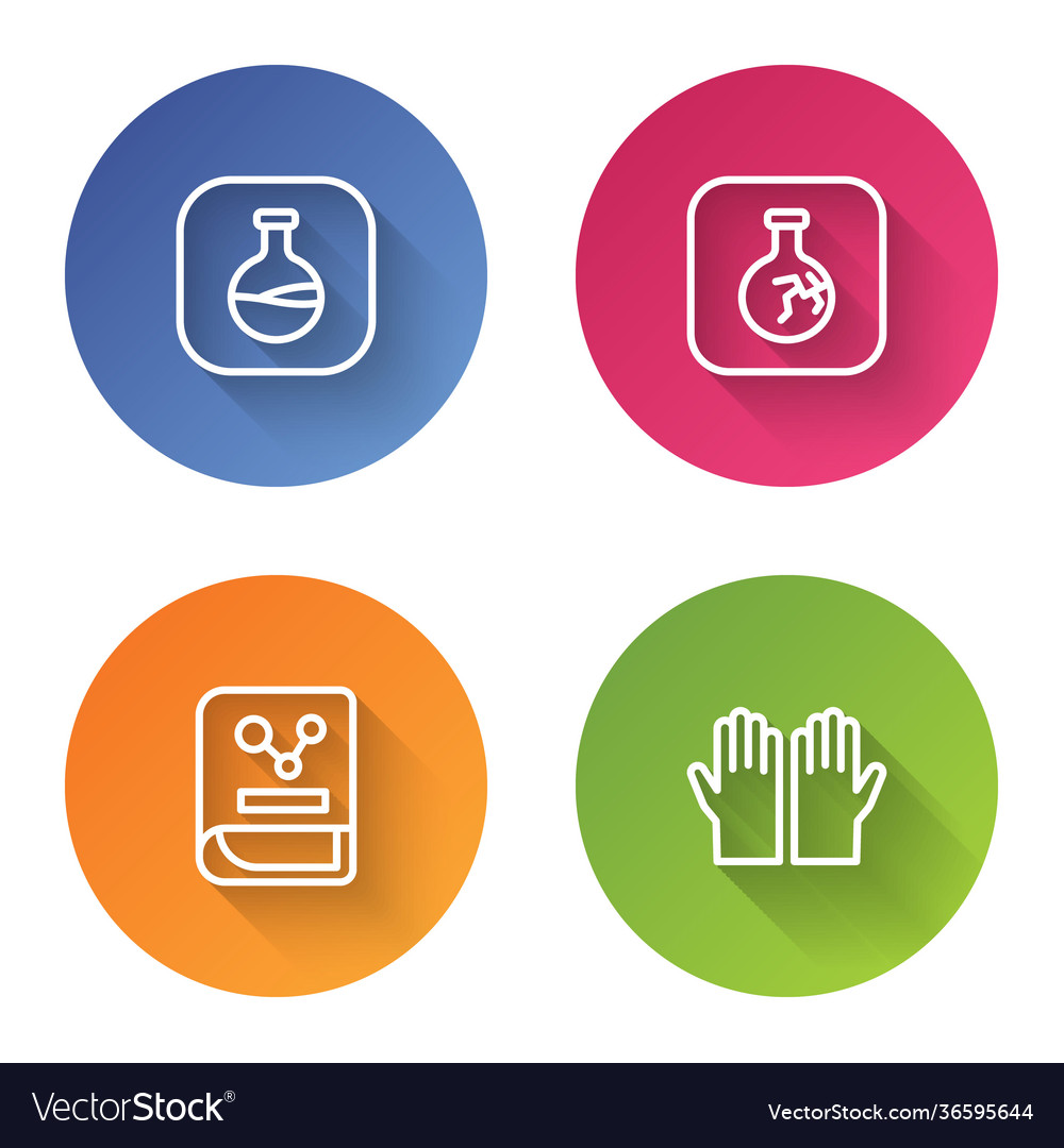 Set line test tube and flask cracked chemistry vector image Set line test tube and flask cracked chemistry