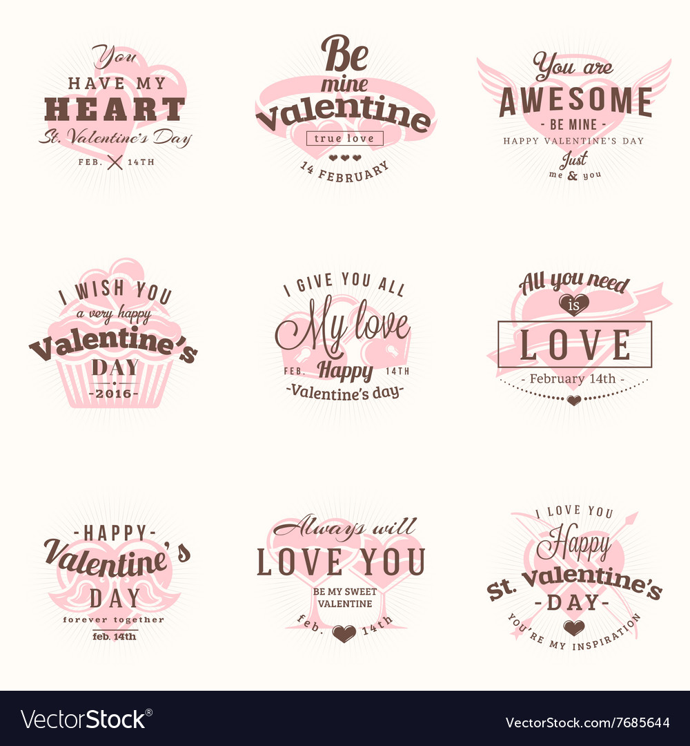 Set of happy valentines day labels and badges