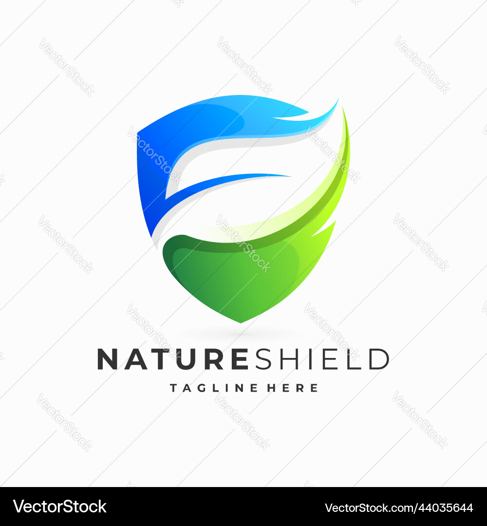 Shield logo with leaf concept leaf logo Royalty Free Vector