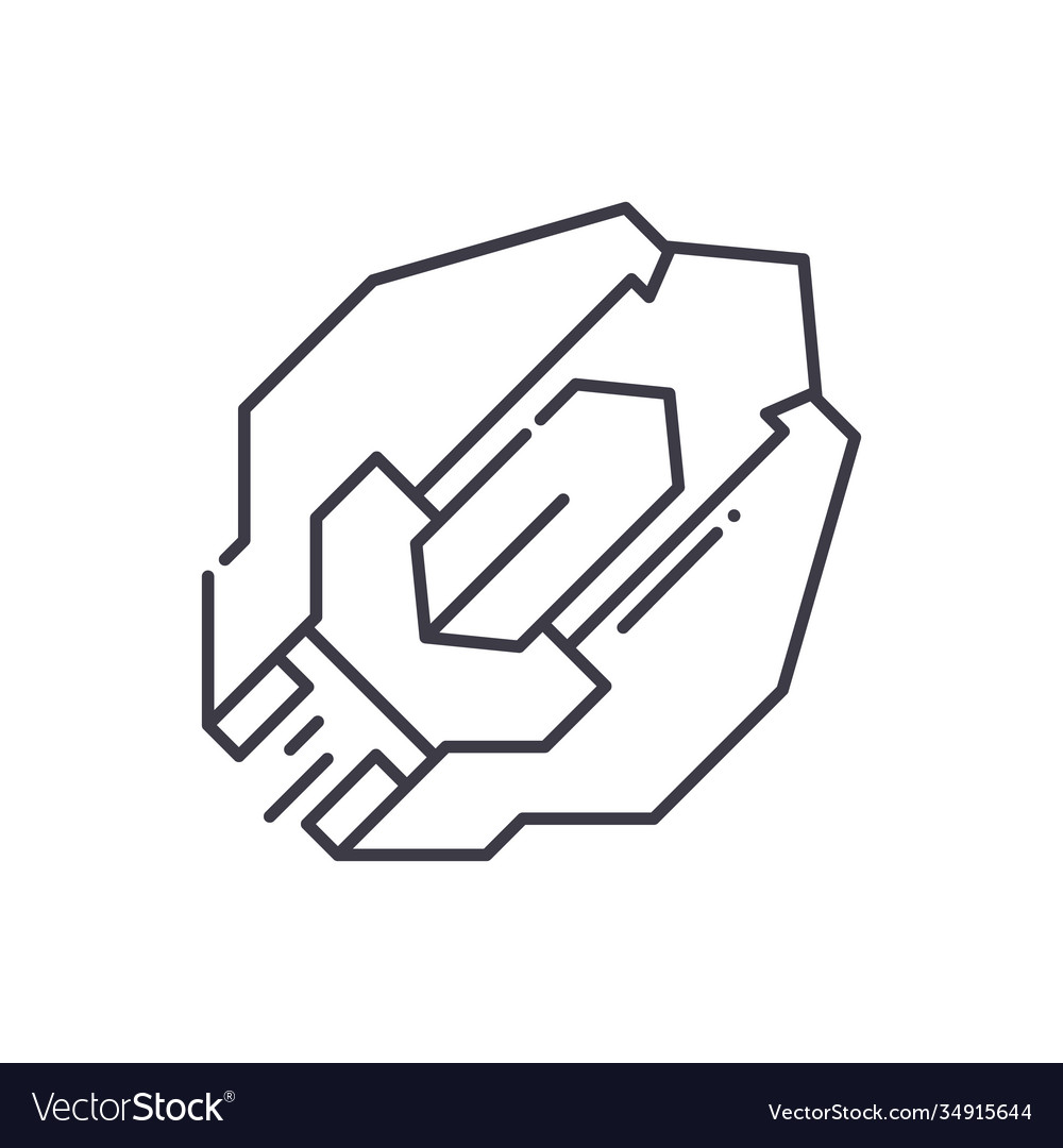 Spaceship icon linear isolated thin vector image Spaceship icon linear isolated thin