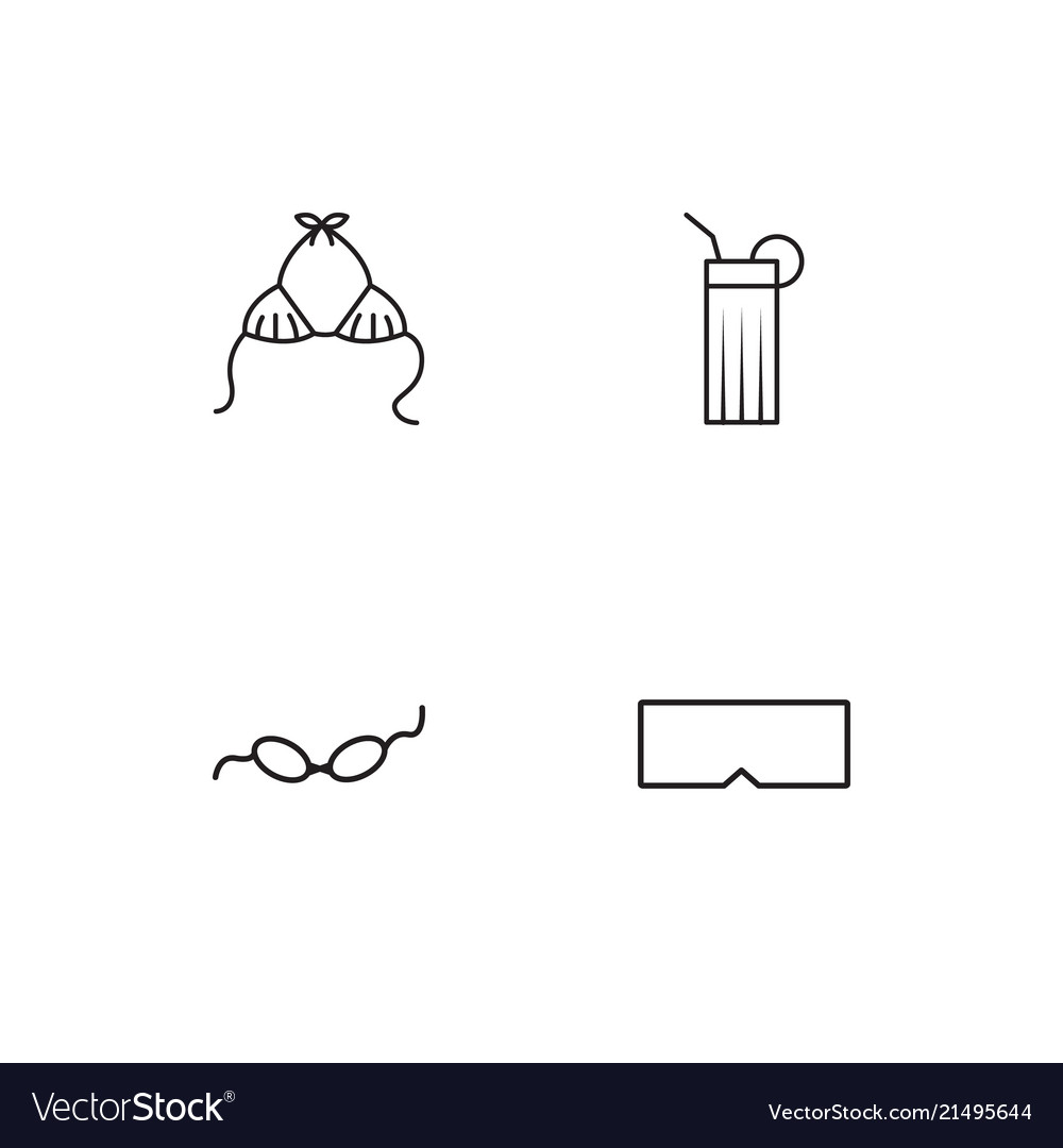 Summer linear icons set simple outline