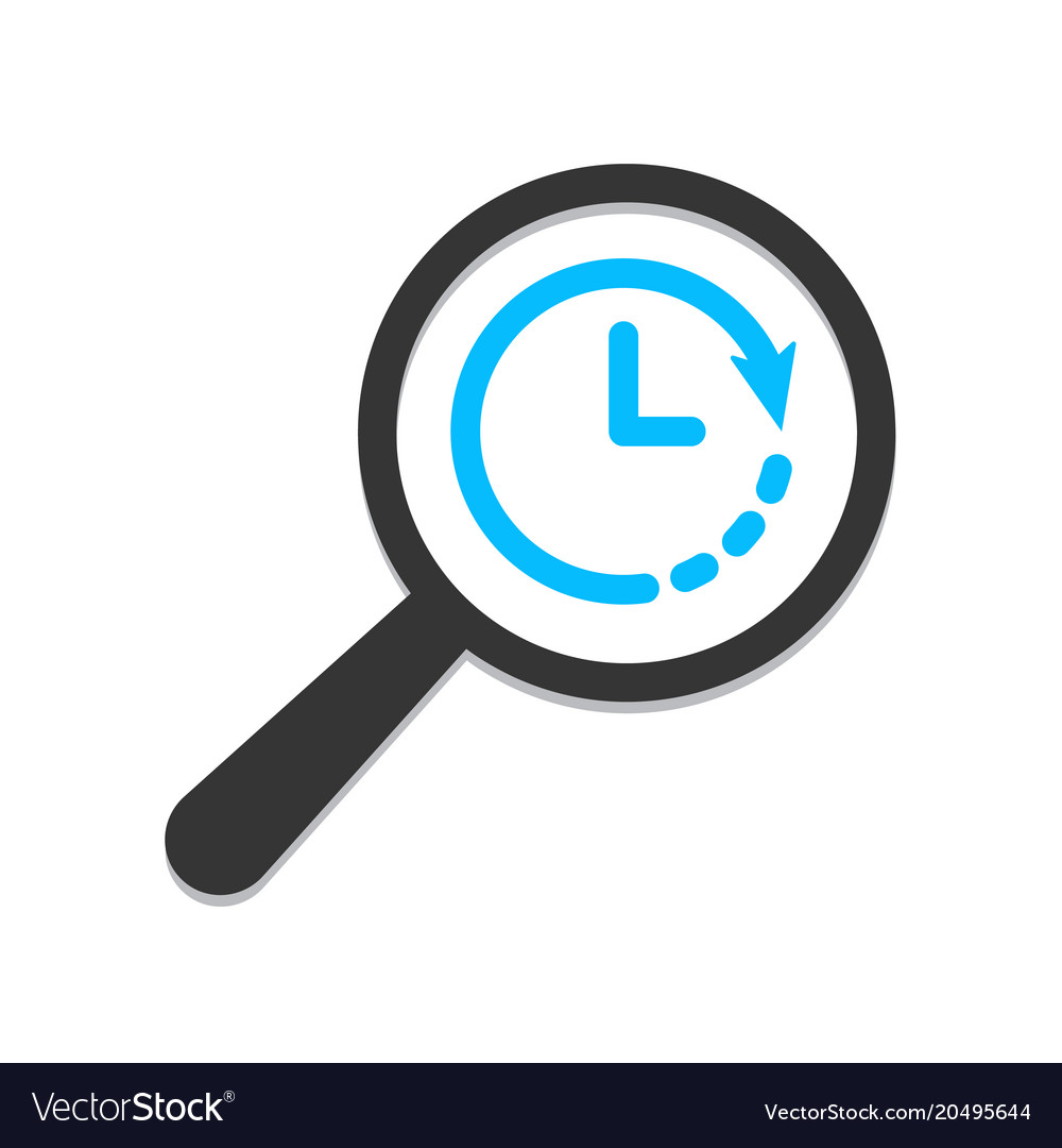 time clock icon magnifying glass royalty free vector image
