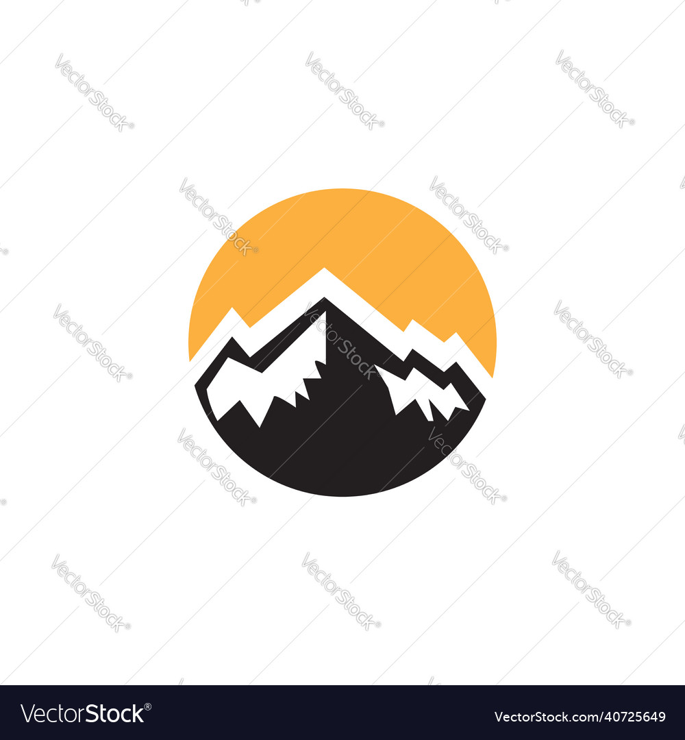 Circle with mountain and sunset logo design