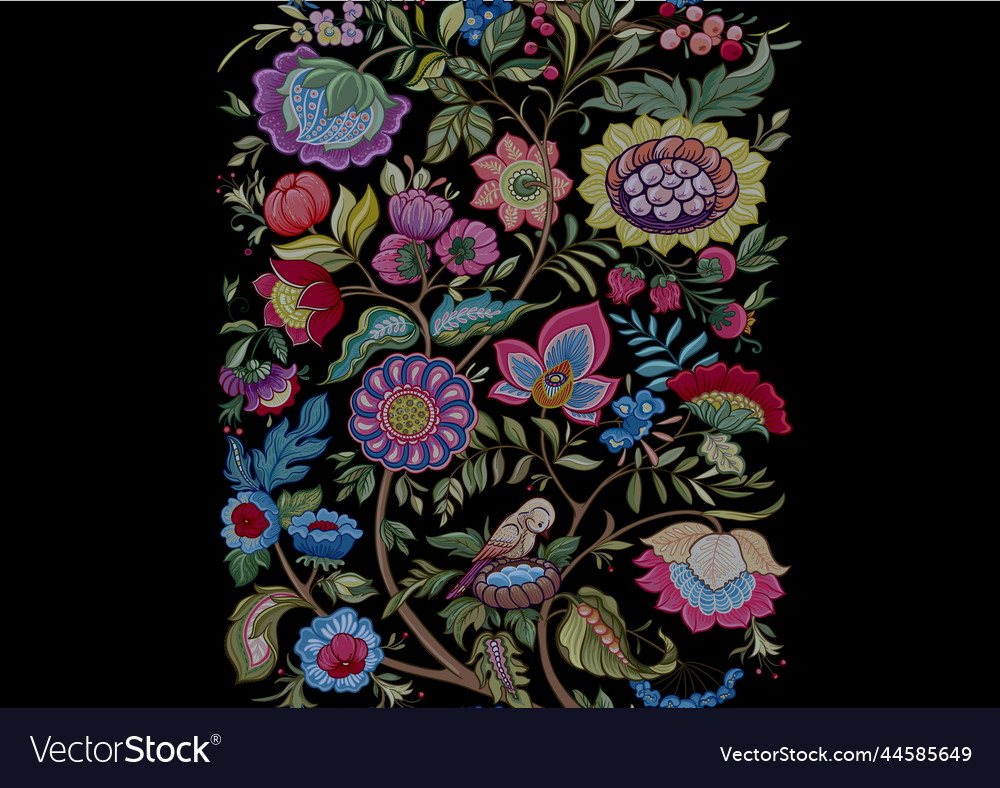 Fantasieblüten im Retro-Julkan vector image Fantasieblüten im Retro-Julkan