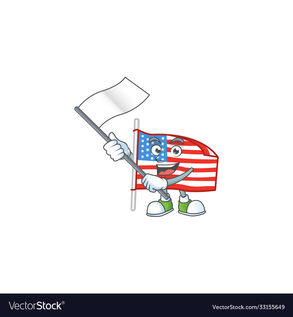 Funny usa flag with pole cartoon design with flag Vector Image