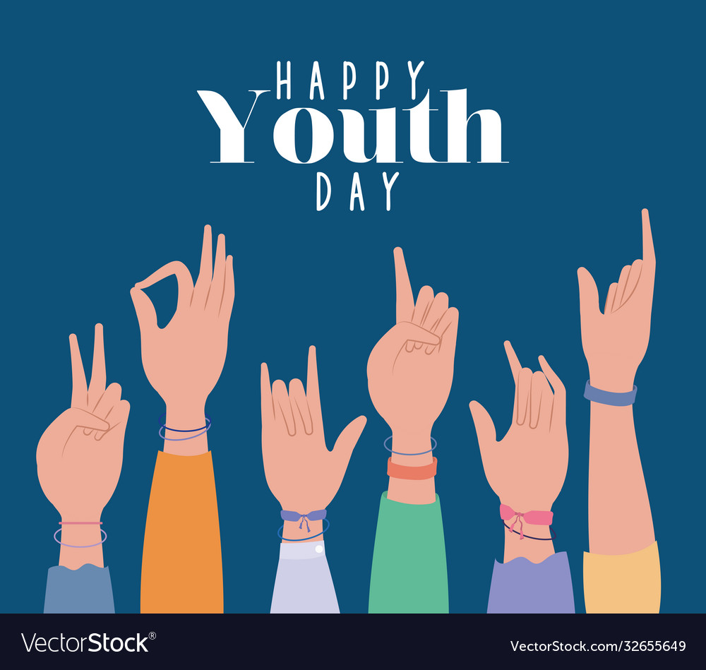 Hands up happy youth day design