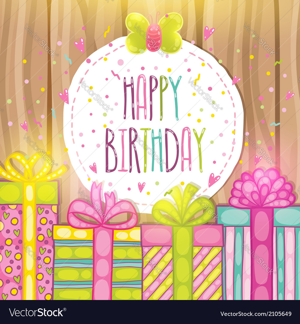 Download Happy Birthday present gift box with confetti Vector Image