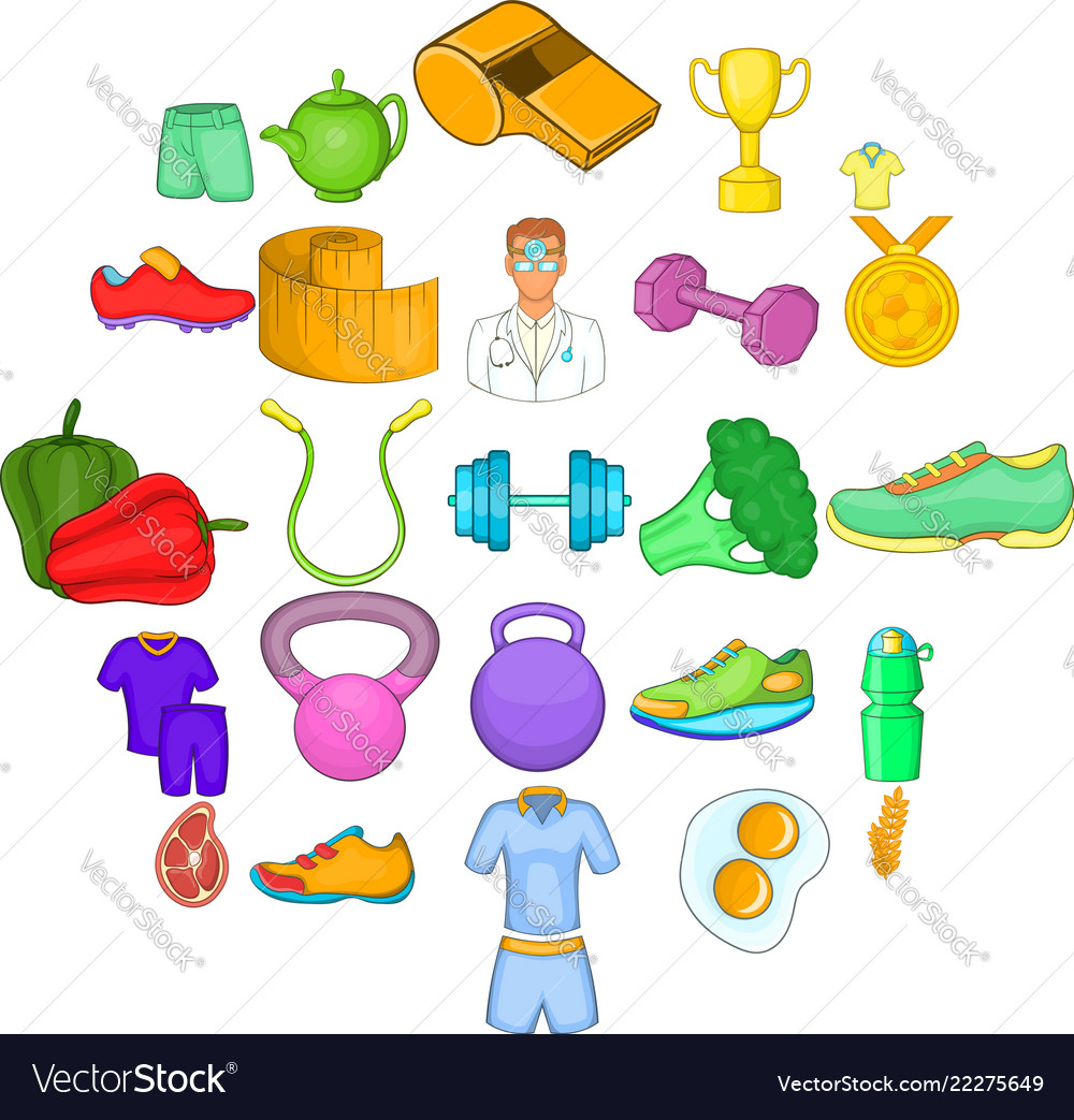 Healthy Lifestyle Icons Set Cartoon Style Vector Image 5934