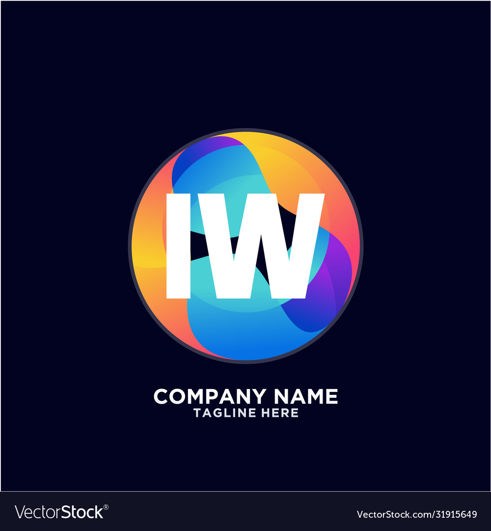 Iw initial logo with colorful circle template
