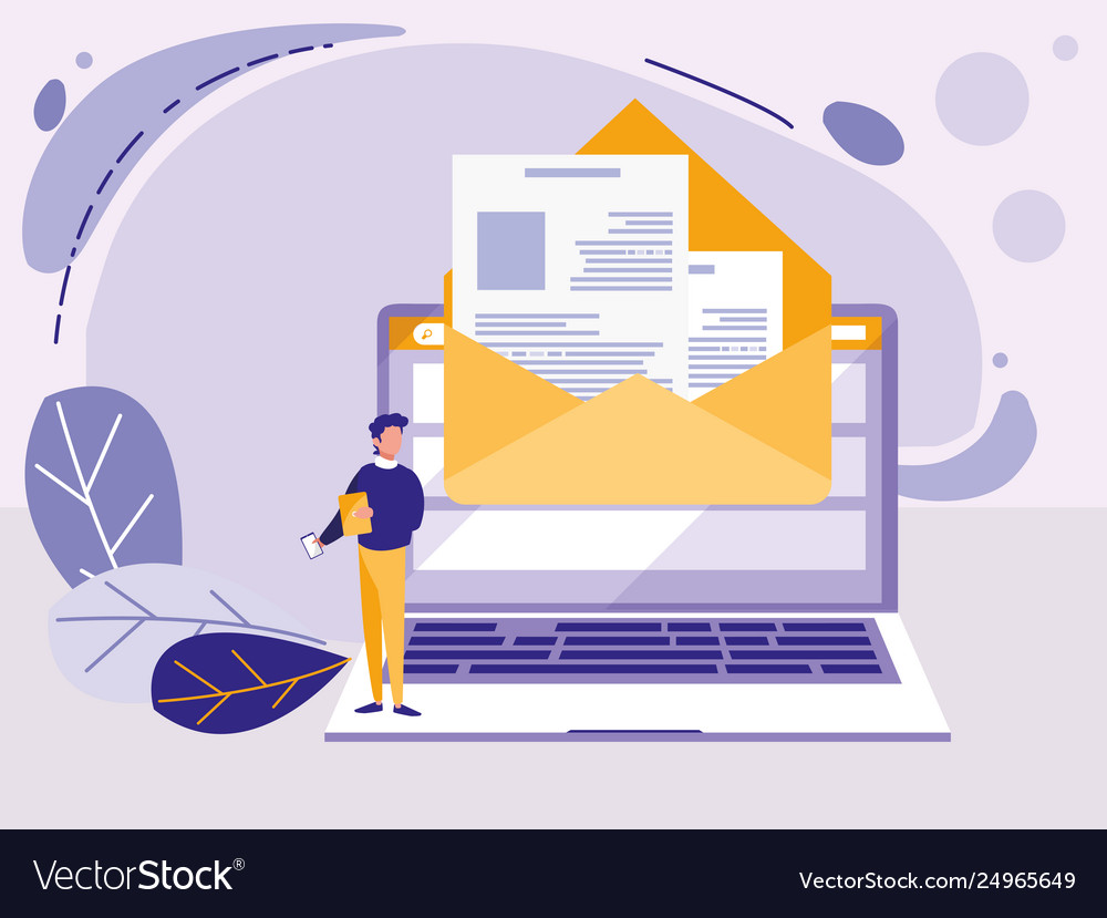 Man using laptop computer vector image Man using laptop computer