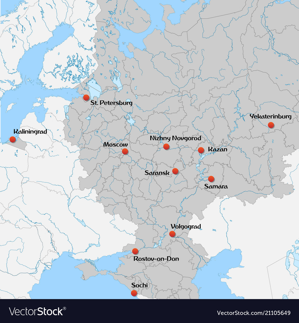 Map Of European Russia Royalty Free Vector Image