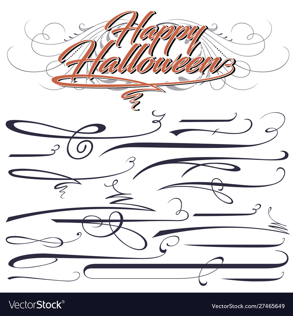 Set calligraphic elements for design vector image Set calligraphic elements for design