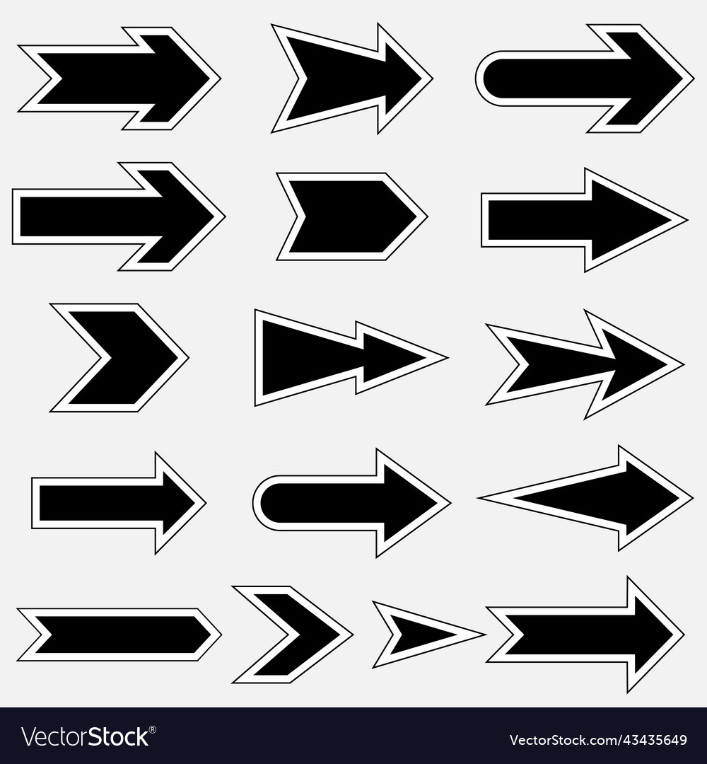 Set of arrow objects for design vector image Set of arrow objects for design