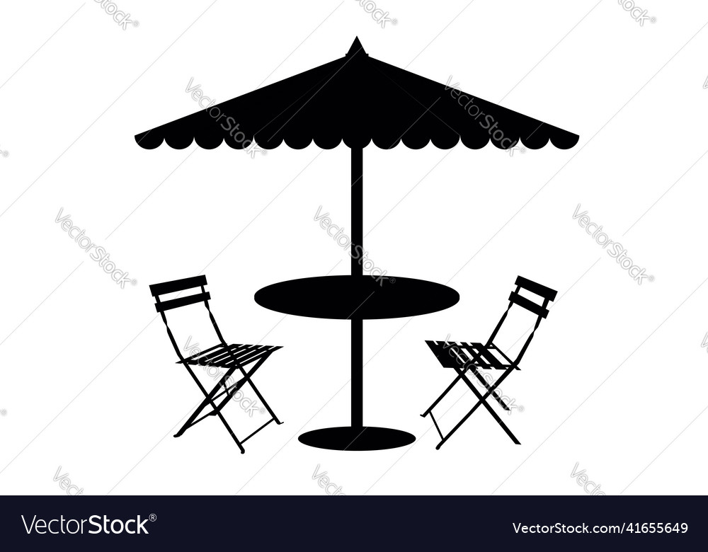Simple chair and table with canopy isolated Vector Image
