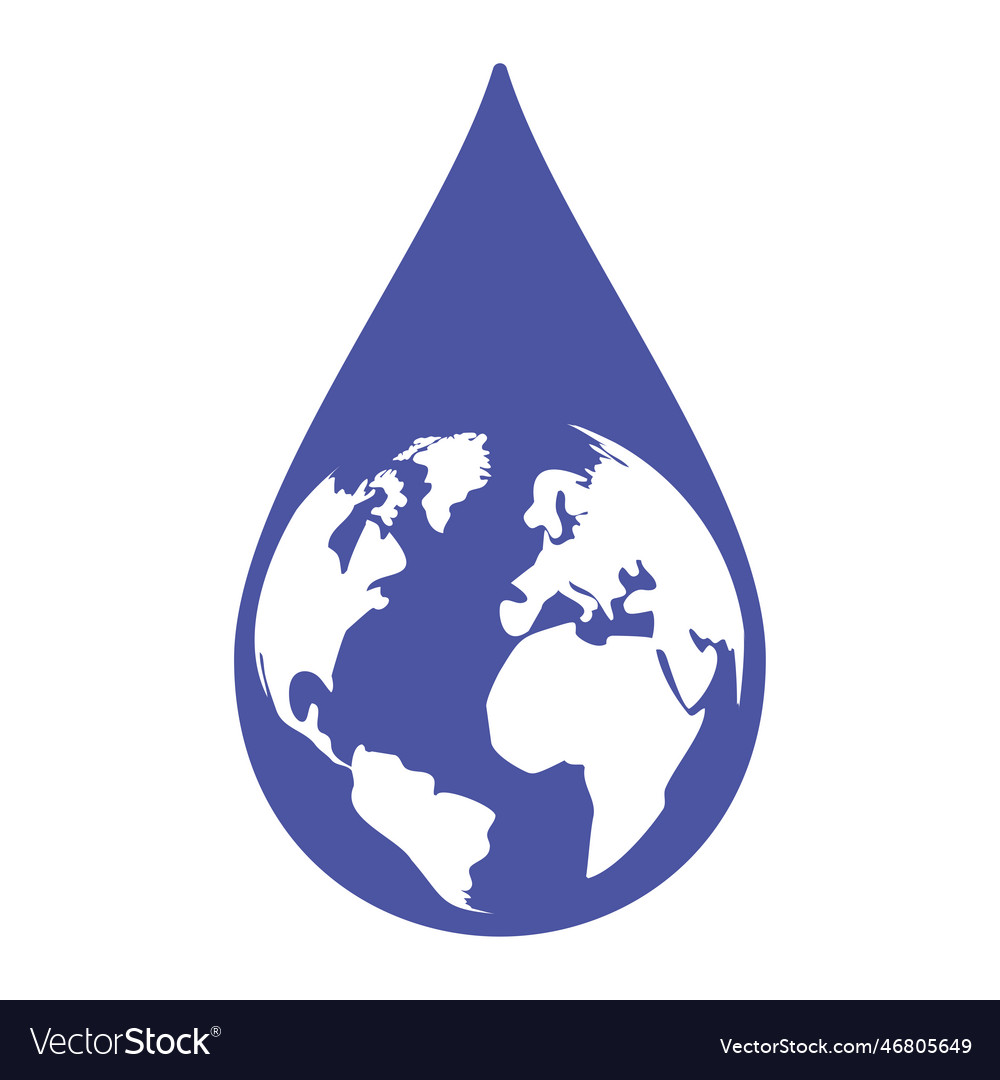 Water drop silhouette with planet earth