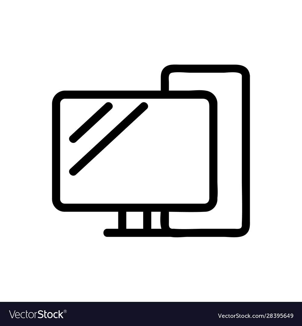 Working computer icon isolated contour vector image Working computer icon isolated contour
