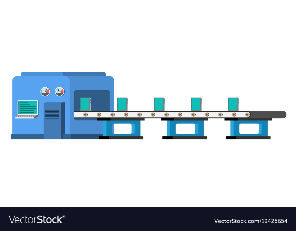 Montagelinie automatisiertes Fördersystem vector image Montagelinie automatisiertes Fördersystem