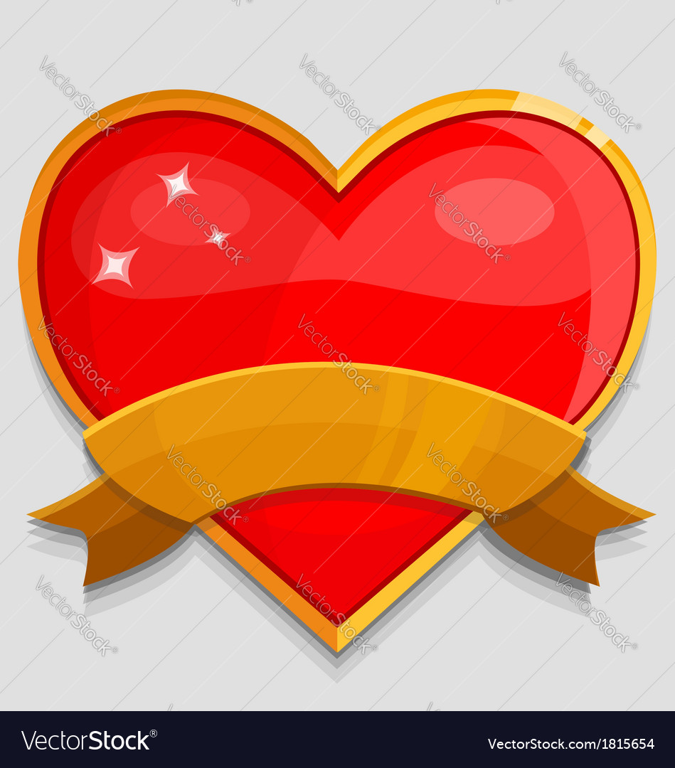 Big red heart with banner Royalty Free Vector Image