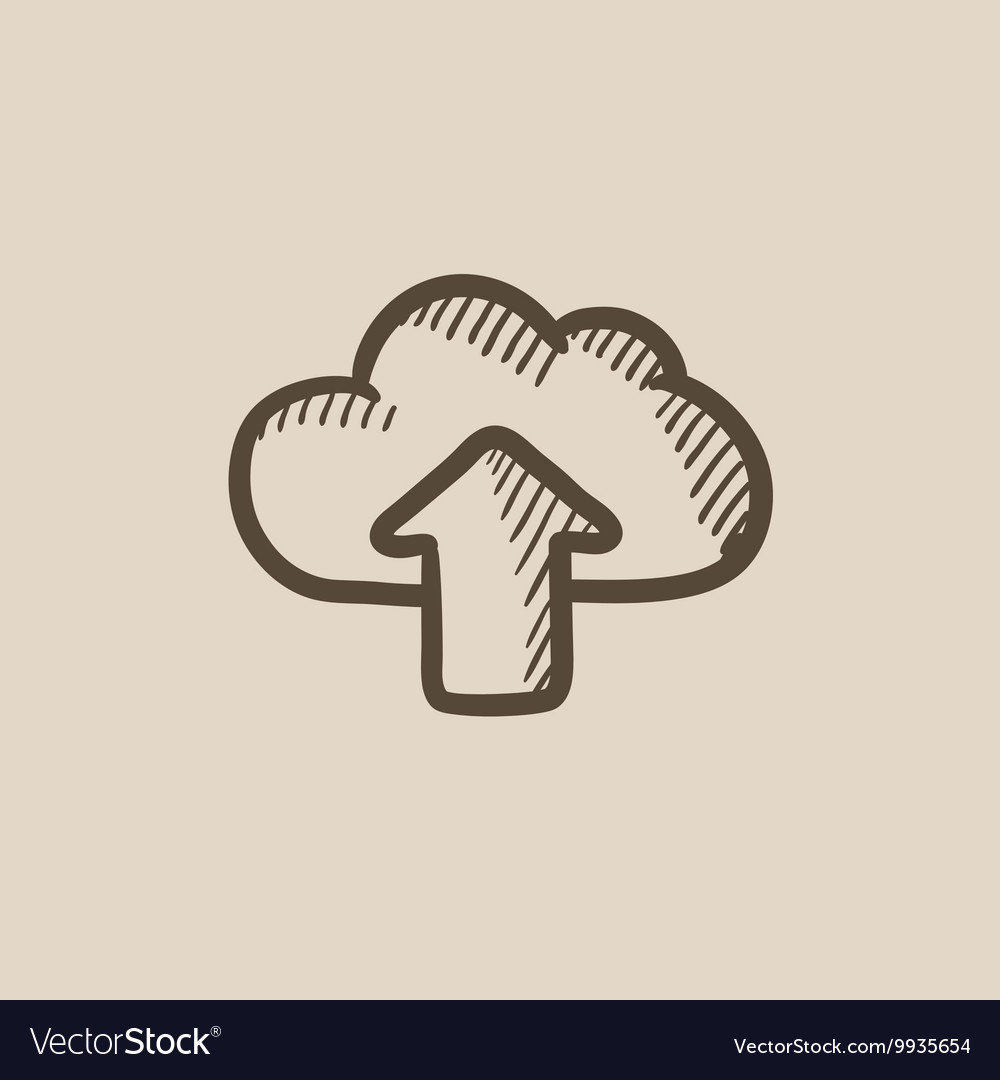 Cloud with arrow up sketch icon