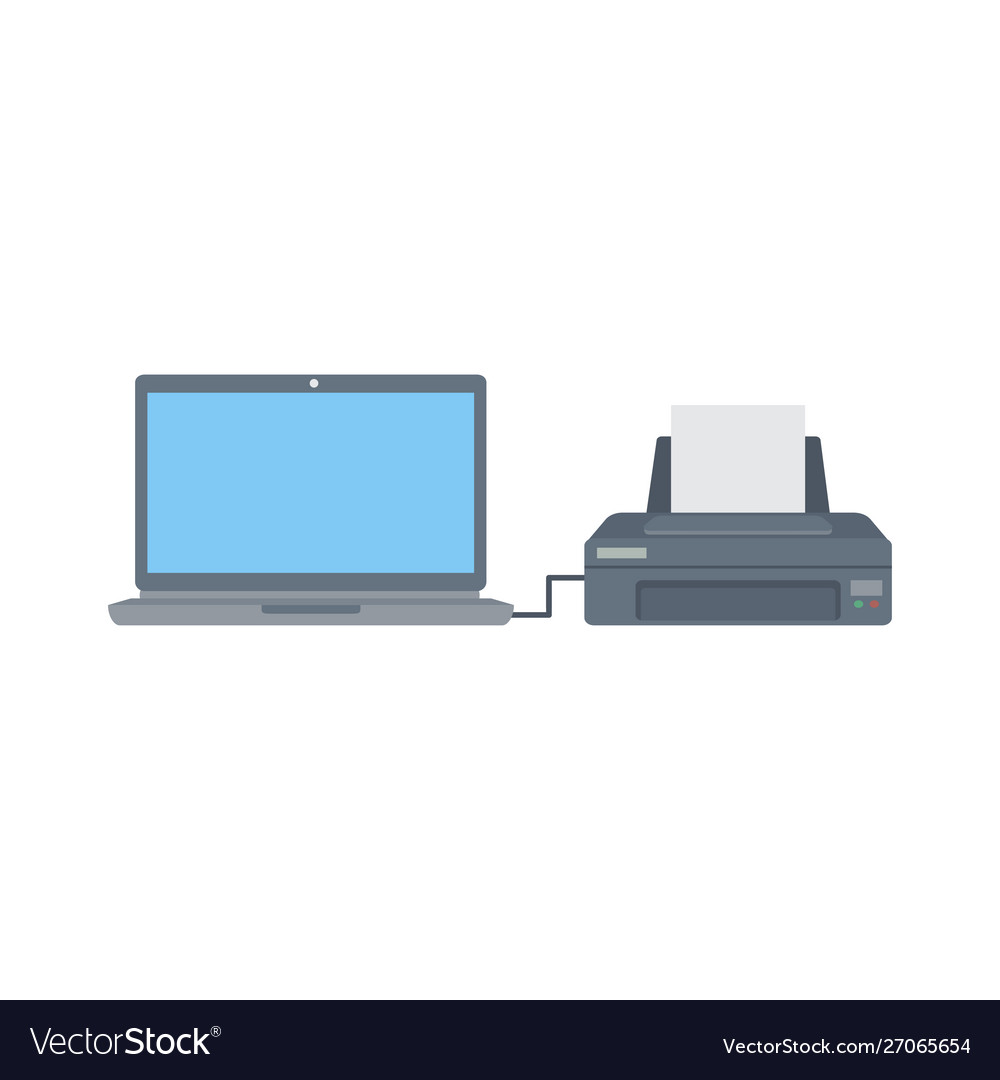Computer and printer flat design