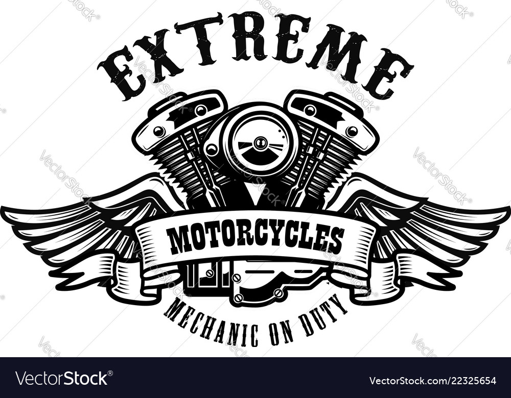 emblem template with winged motorcycle motor vector image motorcycle template