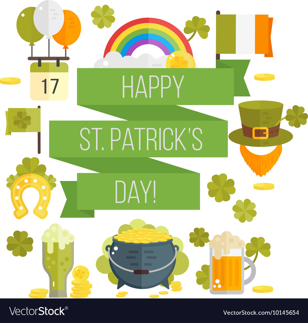 Flat poster for StPatricks day Royalty Free Vector Image