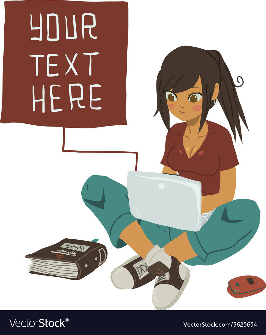 Girl writing text message on notebook