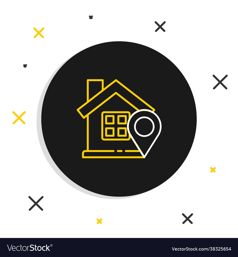 Line map pointer with house icon isolated on white vector image Line map pointer with house icon isolated on white
