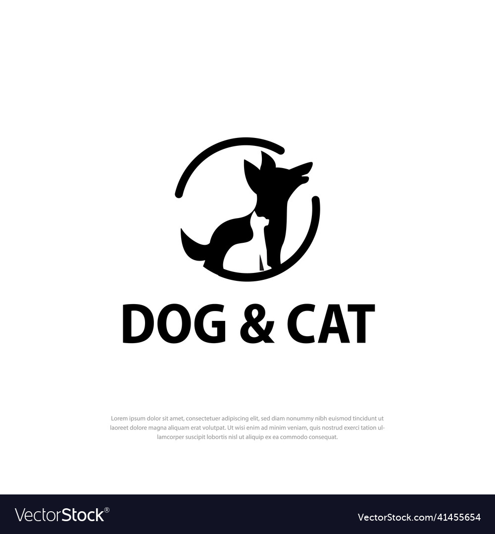 Pet shop cat dog logo vet animal health design Vector Image