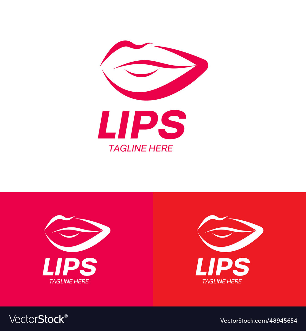 Red lips logo design template kiss icon