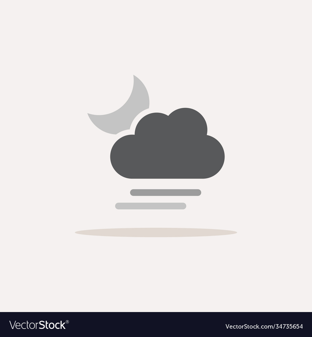 Soft fog cloud and moon color icon with shadow