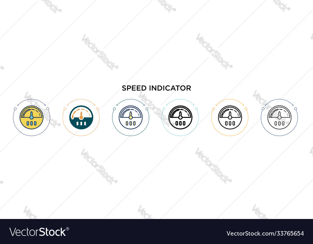 Speed indicator icon in filled thin line outline vector image Speed indicator icon in filled thin line outline